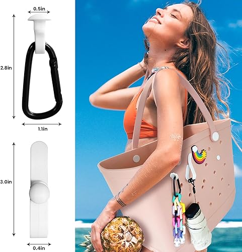 Miniatura 2 de Juego de 4 ganchos compatibles con bolsa Bogg, mosquetón con inserción para llavero, compatible con bolsas de playa pequeñas y grandes