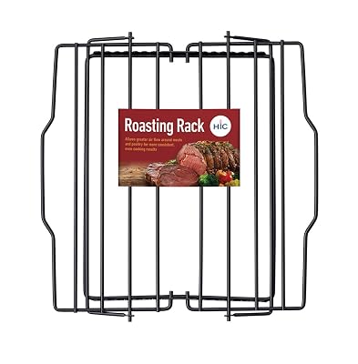 HIC Kitchen Roasting Adjustable Baking Rack, Nonstick-Coated Steel, Adjusts to 7 Different Positions, 11.5 x 10.5 x 0.5-Inches