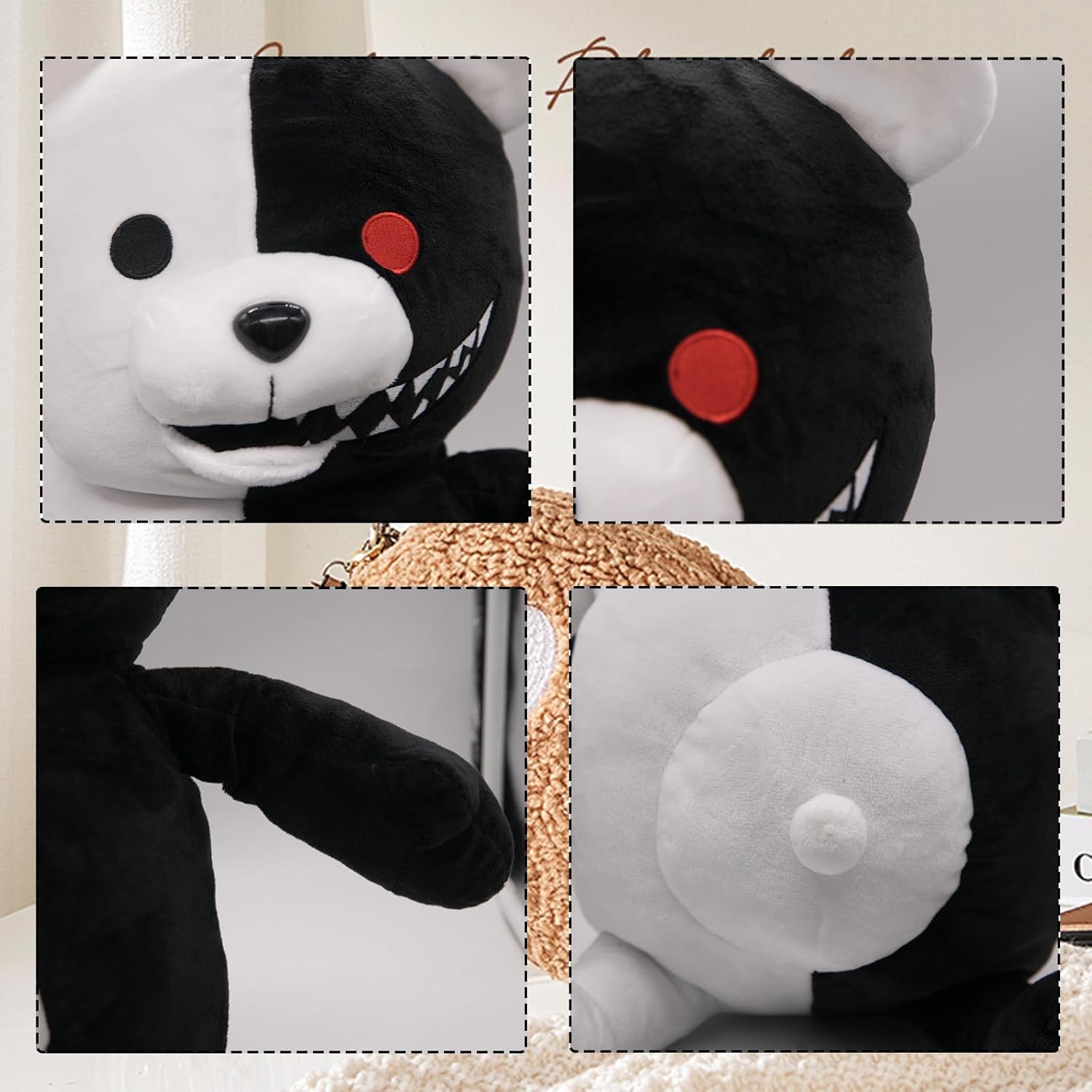 50cm / 19.68in Black White Bear Plush Anime Stuffed Plush Toy