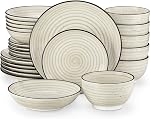 Vancasso Dinnerware Ensembles 12 Pièces Bonbon Bule Ensemble de dîner, assiettes et bols Ensembles avec assiettes de dîner Bols Peintures à la main Spirales Pattern Ensembles de vaisselle, Service pour 4
