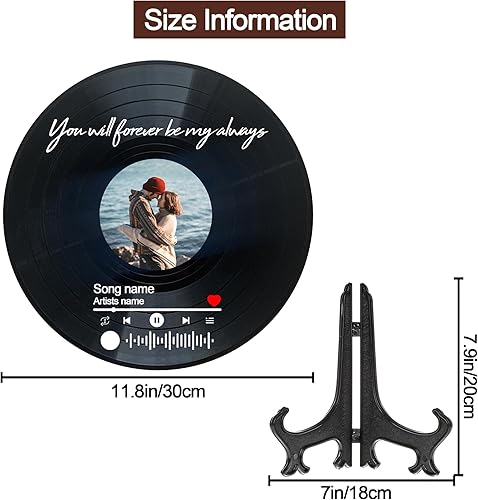 Miniatura 7 de Placa de vinilo personalizada, foto y canción personalizadas, regalos para parejas, para aniversario, boda, cumpleaños, día de San Valentín,