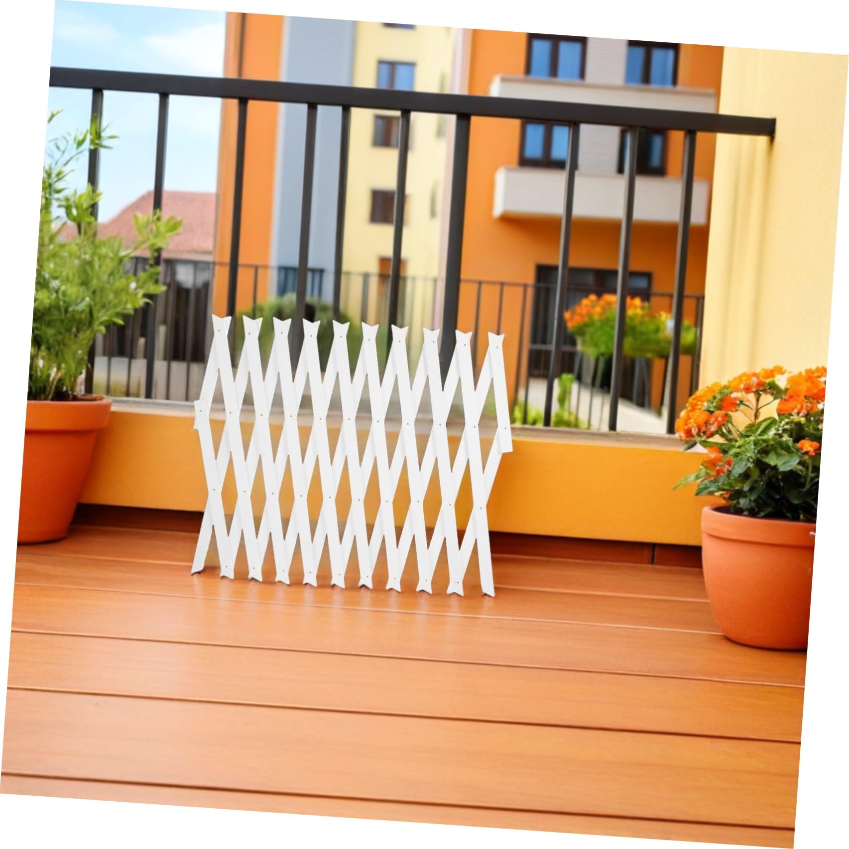 Enrejado de Madera Blanco Extensible 2 Piezas 44 Cm para Jardín y Plantas Trepadoras, Valla Ajustable para Interior y Exterior, Panel Decorativo para Enredaderas y Paredes