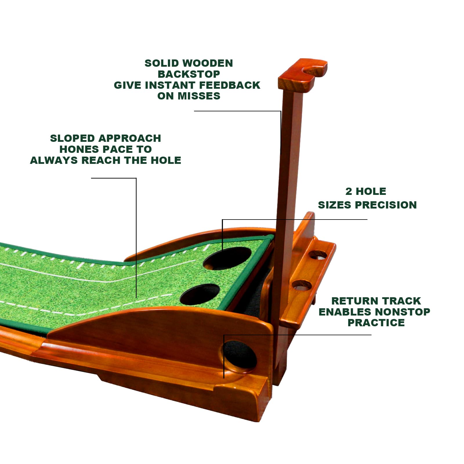Tapis d'entraînement de golf avec base en bois 32 x 300 cm
