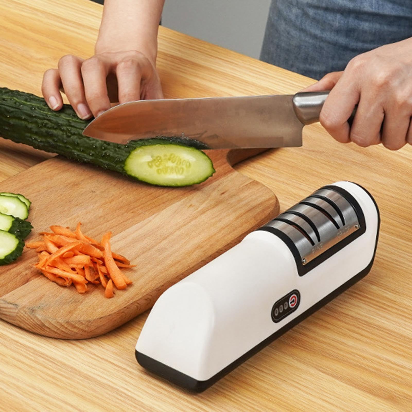 Afilador Eléctrico Para Cuchillas De Corte,Piedra Afiladora De Tijeras En 3 Etapas - Afilador De Cuchillas Eléctrico Con Carga USB Automática - Para Afilar Navajas Cocina Trabajo Jardín Adultos Mayore