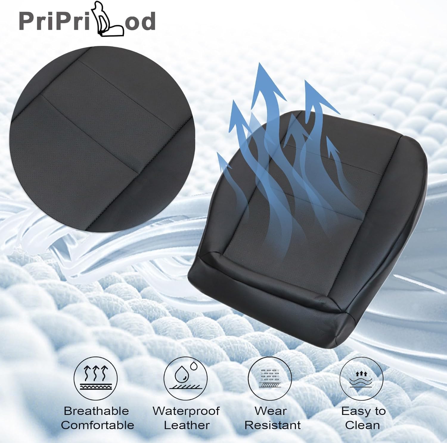 Priprilod Black Driver & Passenger Bottom Replacement Leather Seat Cover Compatible with Mercedes Benz C250 C300 C350 2008-2014, Compatible with Mercedes Benz GLK250 GLK280 GLK300 GLK350 2008-2015