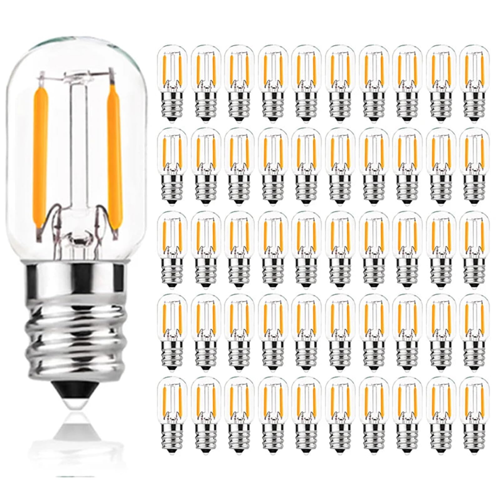 Lampadina a filamento LED retrò T20 per frigorifero, 1 W, super calda, 2200 K, attacco E12, AC 110 V 220 V, dimmerabile