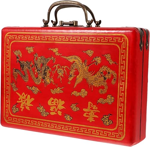 Miniatura 1 de VICASKY Mahjong Organizador rectangular tradicional  Mahjong Box organizador chino vacío azulejos rectangulares caja de madera almacenamiento