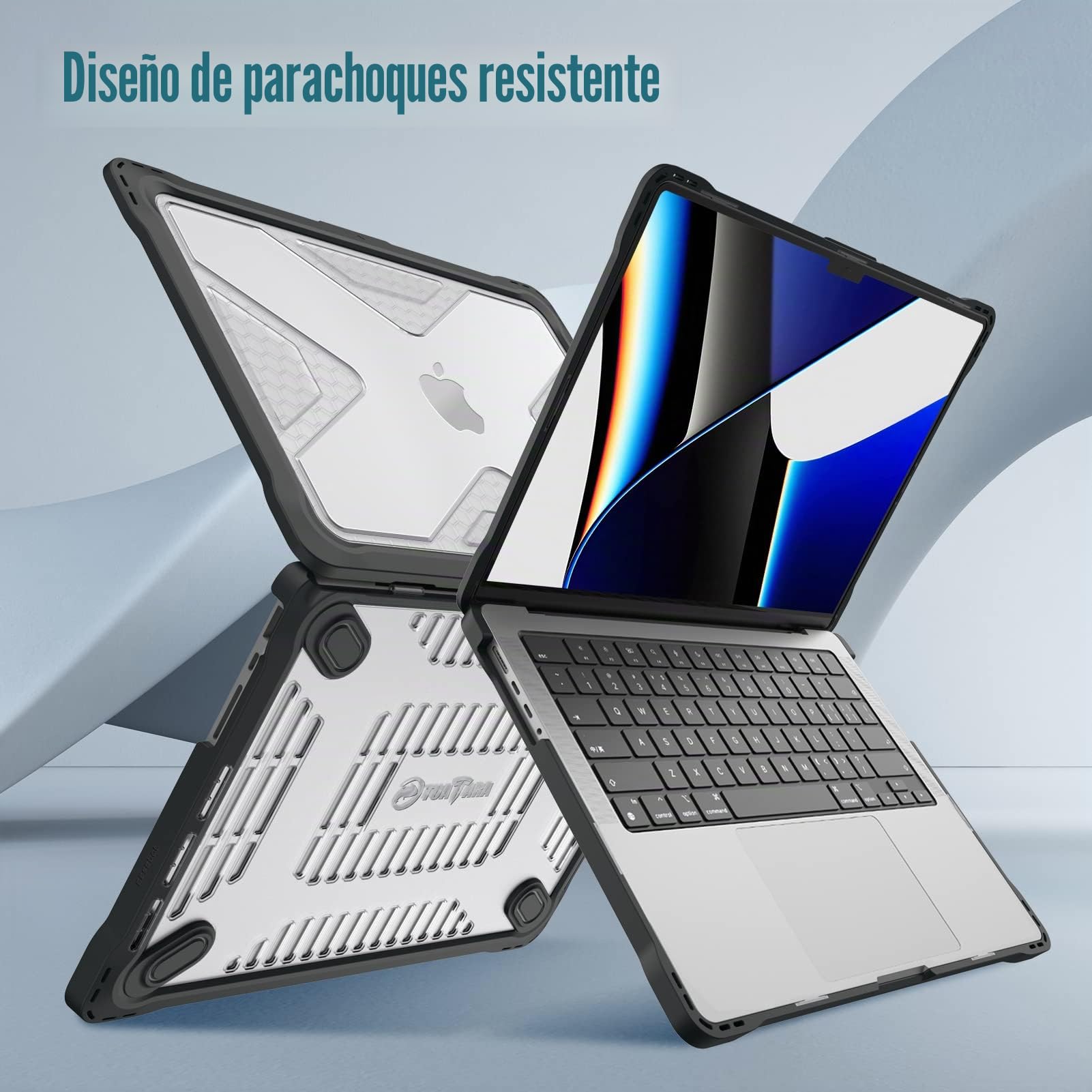 Fintie Funda para MacBook Pro de 14 Pulgadas (2026-2021) (M5 M4 M3 M2 M1)/A3426/A3427/A3434/A3112/A3401/A3185/A2992/A2918/A2779/A2442, Carcasa Dura a Prueba de Choques - Negro Translúcido