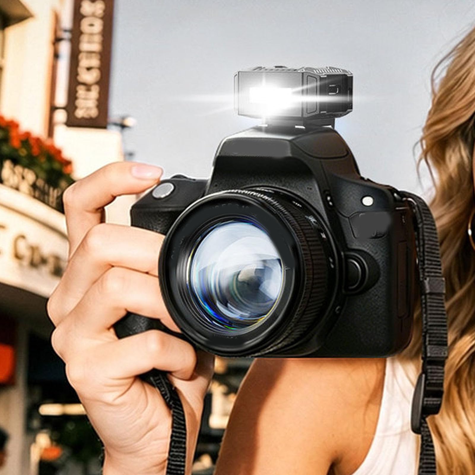 Jiawu Flash per Fotocamera, Supporto Universale per Slitta a Caldo, 6500K (BLACK)