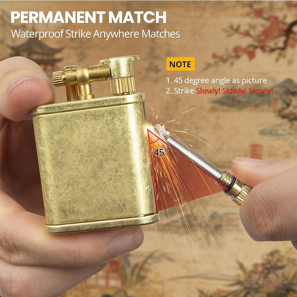 Vintage Kerosene Trench Lighter,Unique Permanent Match Infinity Lighters, Refillable, Reusable Waterproof Gift for Men(Silver)