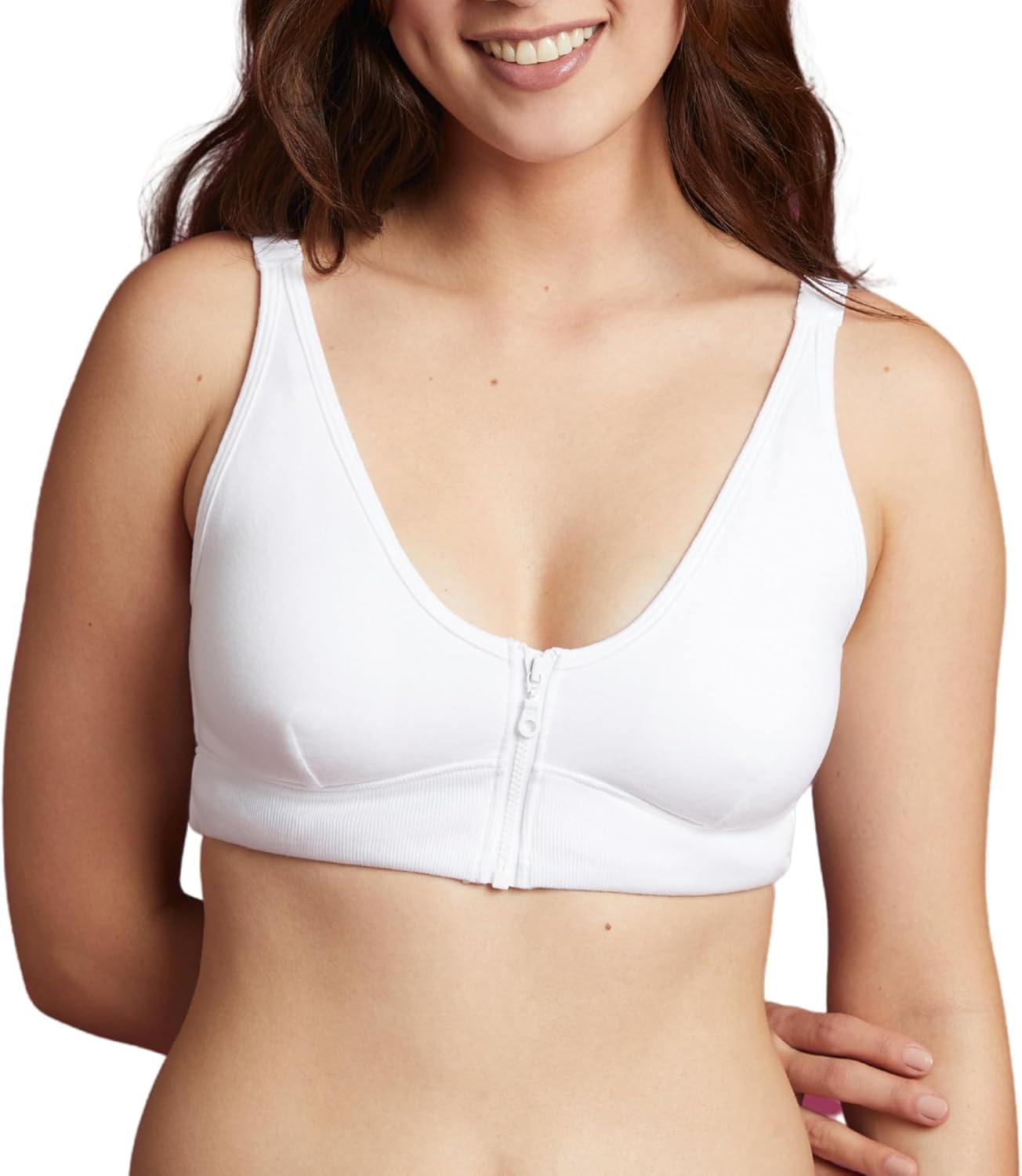 Slick Chicks Wireless Front Closure Bras for Women - Adaptive Post Surgery Bra White