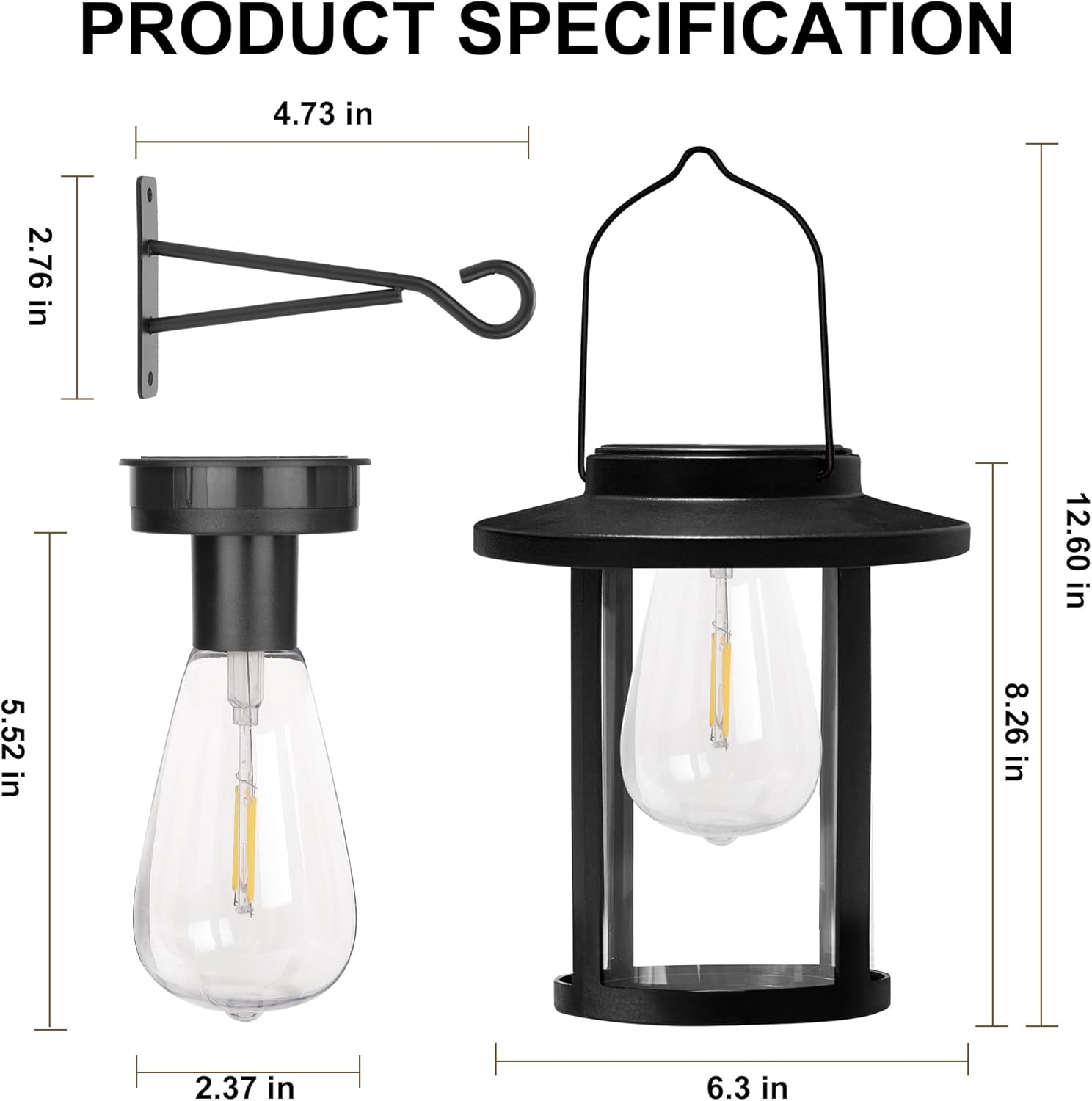 Larekook 2 Pack Solar Lanterns Outdoor Waterproof,High Brightness Hanging Solar Lights for Outside with Wall Mount Kit,Outdoor Decorative Lantern for Garden Patio Garage Porch Yard Decor