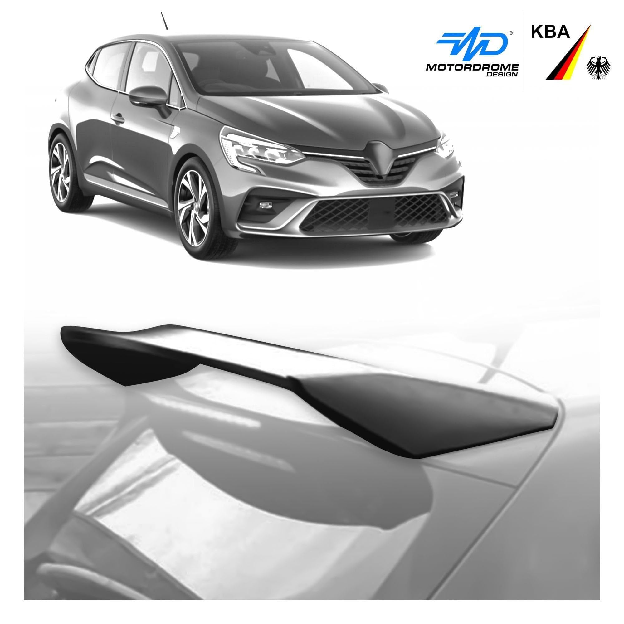 CHROMEMASTER | Spoiler da Tetto; Spoiler Posteriore Compatibile con Renault Clio Hatchback 2019 +; Alettone Tetto; Poliuretano; Per la verniciatura; Metodo di Montaggio: Colla | Tuning Ottico per Auto