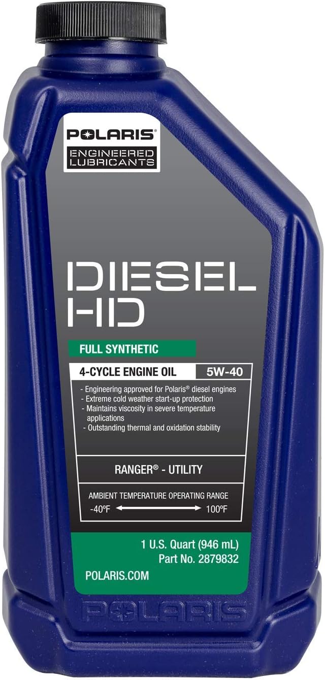Polaris Diesel HD SAE 5W-40 Full Synthetic Oil for Specific RANGER Diesel Models, 4 Cycle Formula, Extreme Cold Weather Start Up Protection, Engine Lubrication, Genuine OEM - Part 2879832