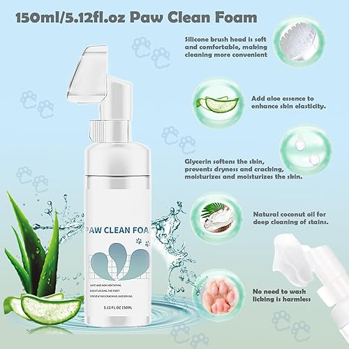 Miniatura 4 de Kit de limpieza de patas de perro con 5.1 fl oz5.12 onzas líquidas de microfibra espumosa sin agua, bálsamo para pies, recortador de patas eléctrico