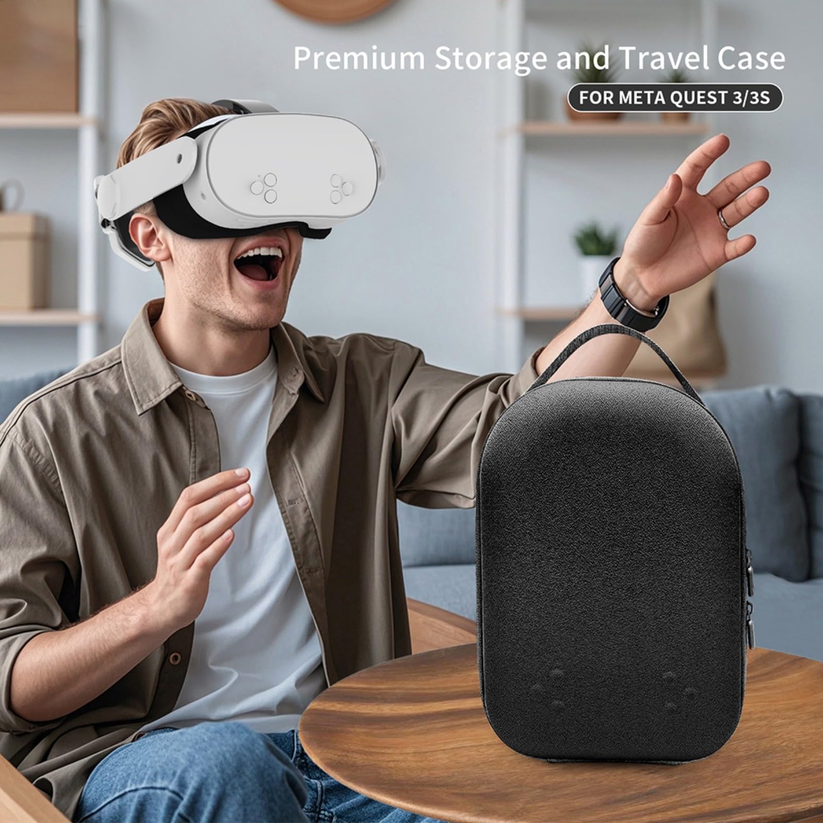 ZYNCUE Custodia protettiva per Meta per Quest 3S, custodia protettiva portatile per occhiali VR, grande capacità, custodia protettiva per viaggi (colore sfumato)