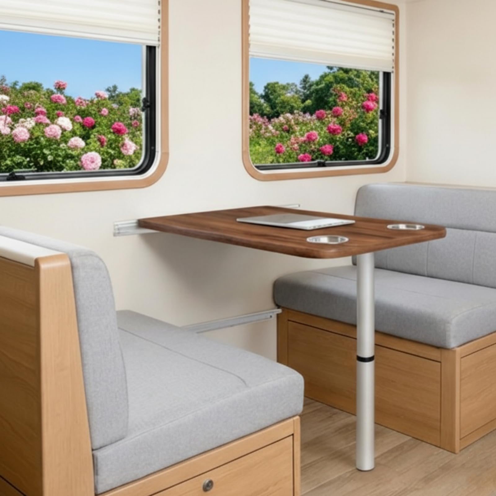 Pata de mesa ajustable para caravana de 21 a 36 pulgadas, soporte telescópico con 2 barras transversales para cámper, lancha pontón, remolque de viaje, furgoneta. Piezas de repuesto de