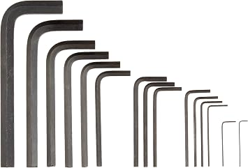 Bondhus 12344 Hex Tip Key L Wrench Set with ProGuard Finish and Short Arm in Metal Box of Sizes .028-3/8", 15 Piece