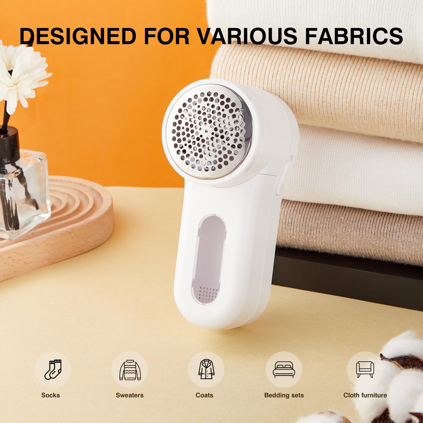 Afeitadora de tela, removedor de pelusas recargable, desfuzzer eléctrico portátil para suéter, pantalla LED digital para quitar bolitas para ropa, muebles, suéteres, (blanco con una cuchilla de