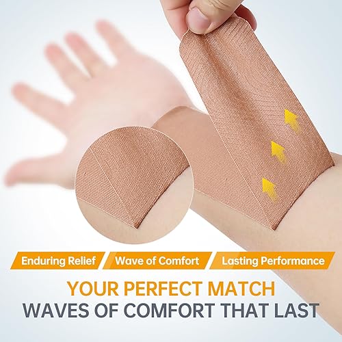Miniatura 4 de Dimora Kinesiology Tape - 4 rollos de cinta atlética de algodón elástico, 65.6 pies, 80 tiras precortadas en total, cinta adhesiva deportiva de