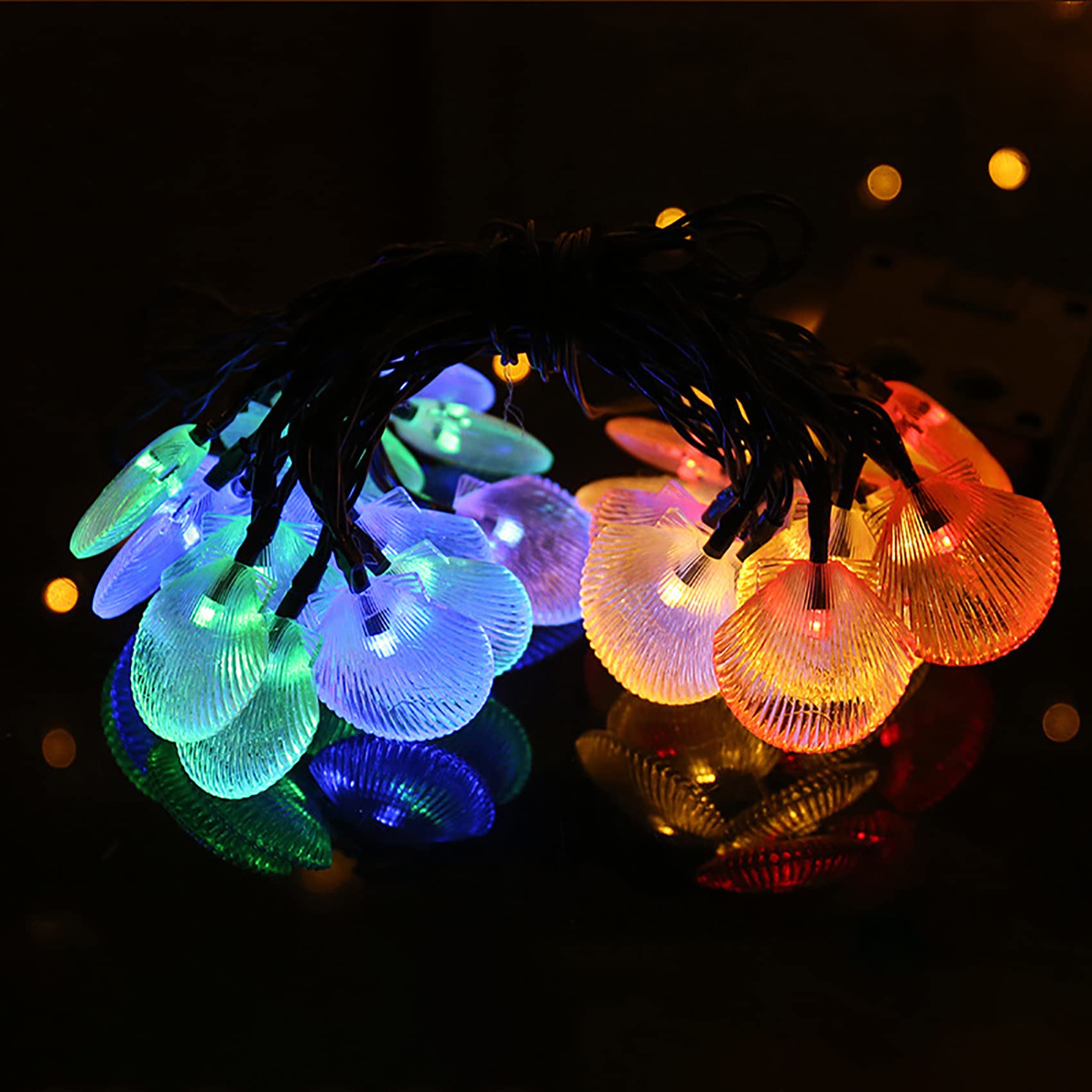 Solar Lichterkette Mit Echten Muscheln – 5m, 30 LED, 8 Modi, IP65 Wasserdicht Für Garten & Deko (Lila)