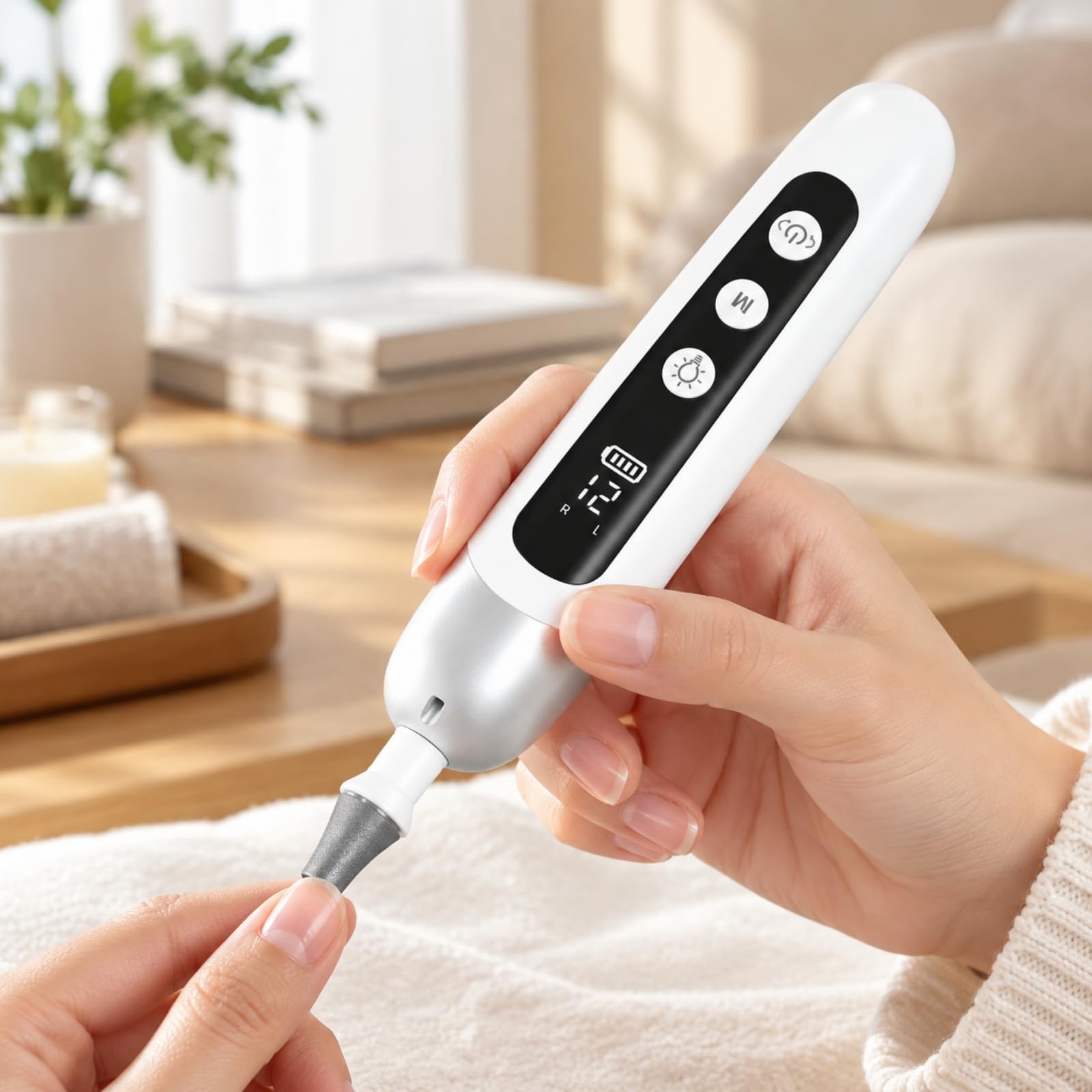 Taladro Uñas Mano Recargable con Pantalla Digital Kit Manicura y Pedicura Eléctrico Portátil Herramienta Pedicura y Manicura Eléctrica, ++Rojo