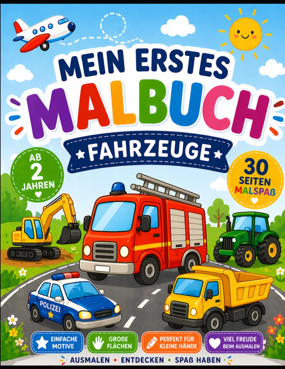 Mein erstes Malbuch - Fahrzeuge: Für kleine Künstler ab 2 Jahren – Einfache Motive mit dicken Linien
