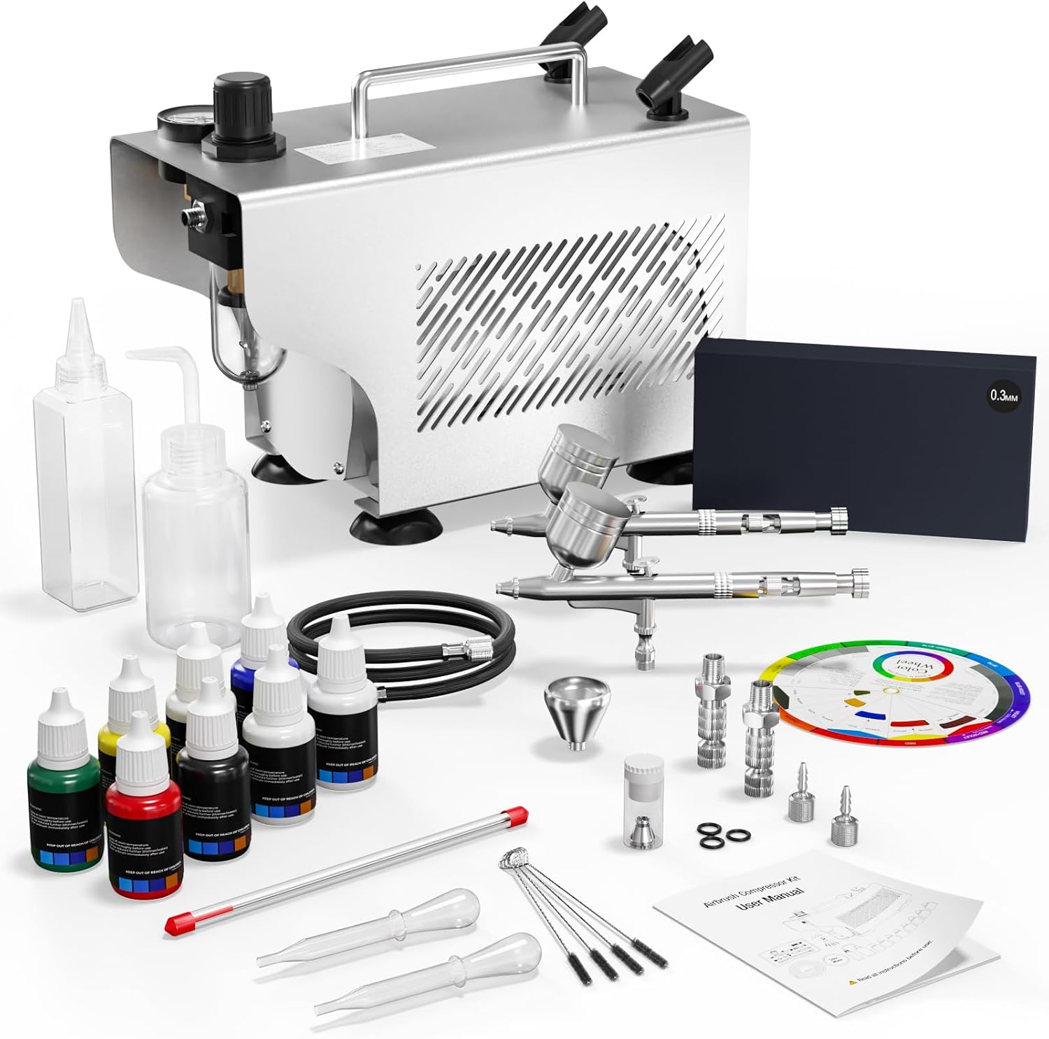 Airbrush Kit with Compressor, Dual Action Air Brush Set for Model Painting