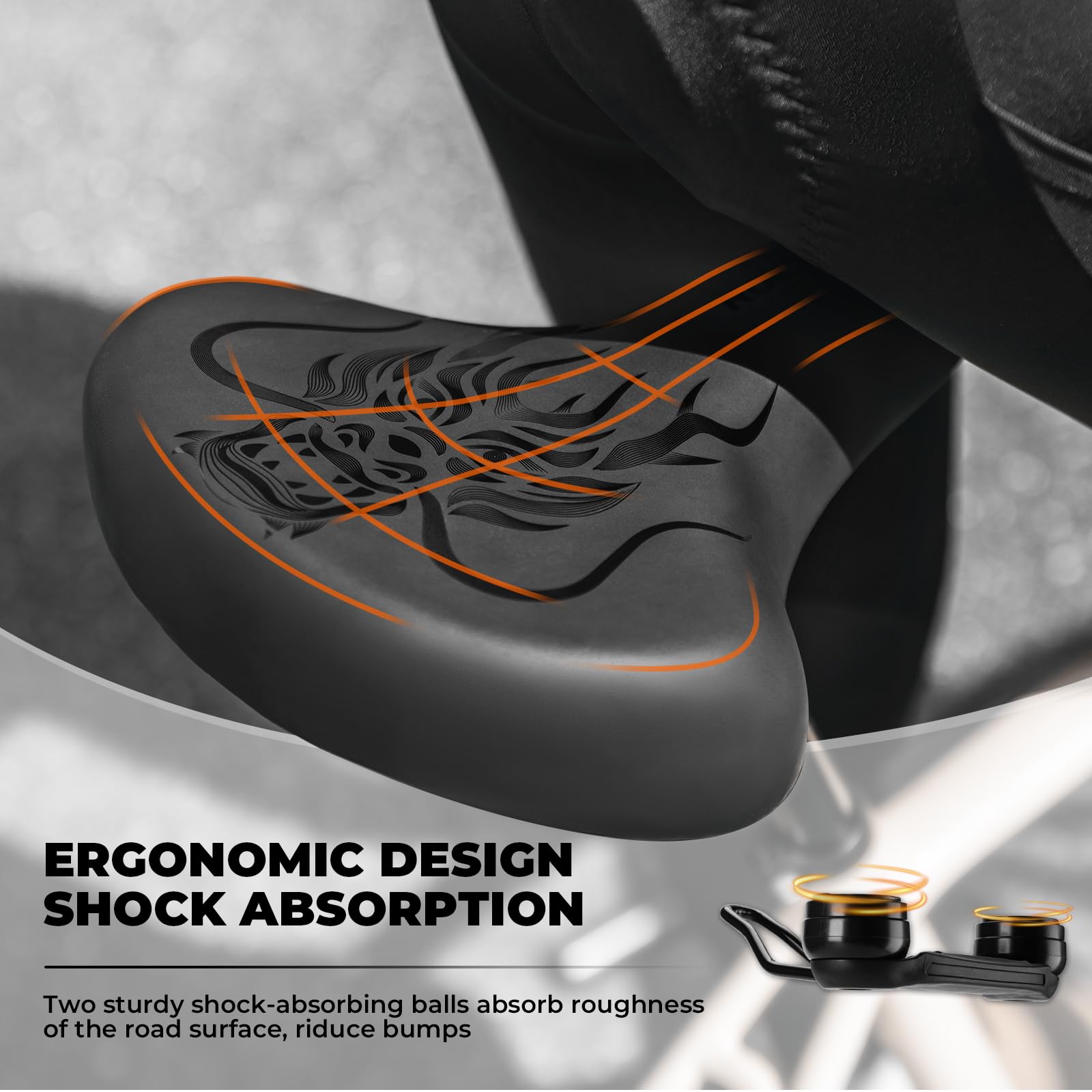ROCKBROS Selle de Vélo Ergonomique Large et Confortable, Siège de Vélo de Route MTB pour Homme et Femme, Absorbant Les Chocs et Coussin Imperméable, 27x25cm