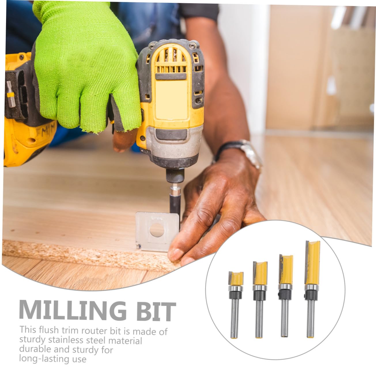 DOITOOL 3sets Flush Trim Router Bit for Woodworking Pattern Flush Trim Cutter Bearings Trimming Tools for Engraving and Milling Machines