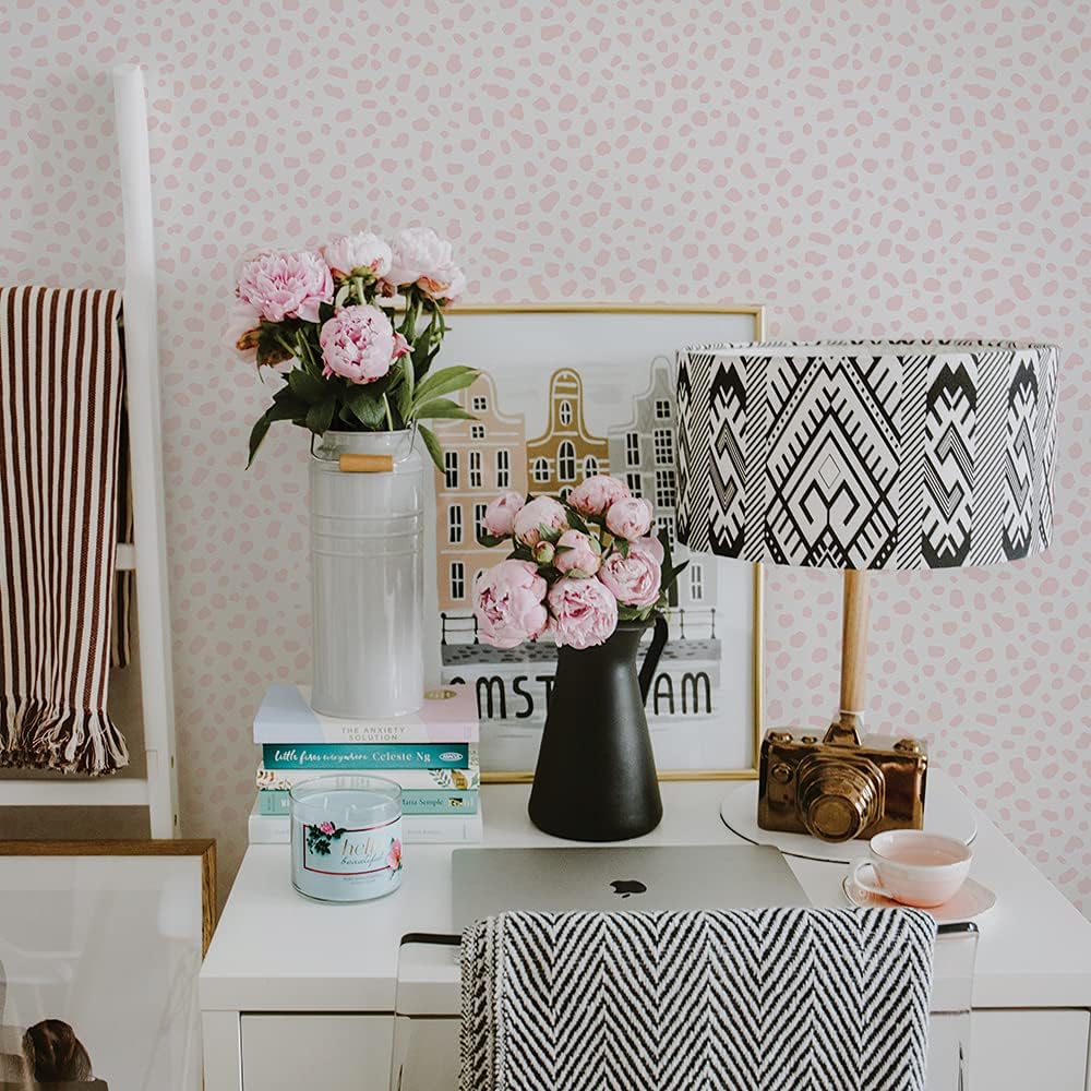 Tempaper x Novogratz Ballerina Pink Scout Removable Peel and Stick Wallpaper, 20.5 in X 16.5 ft, Made in the USA