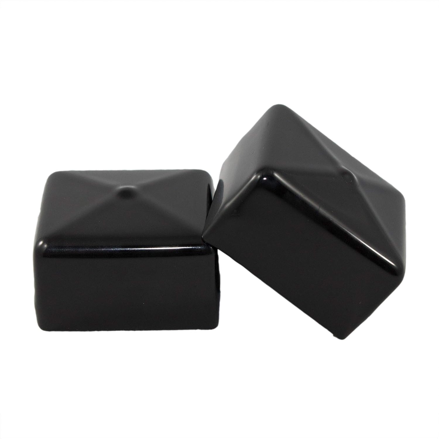 Made in USA Prescott Plastics 2" Inch Square Vinyl Plug Insert (10 Pack), Black Rubber Flexible End Cap for Metal Tubing, Fence, Glide Insert for Pipe Post and Furniture