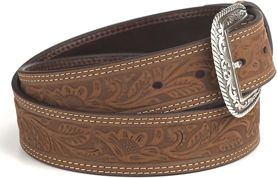 ARIAT Men's Leather Floral Embossed Belt