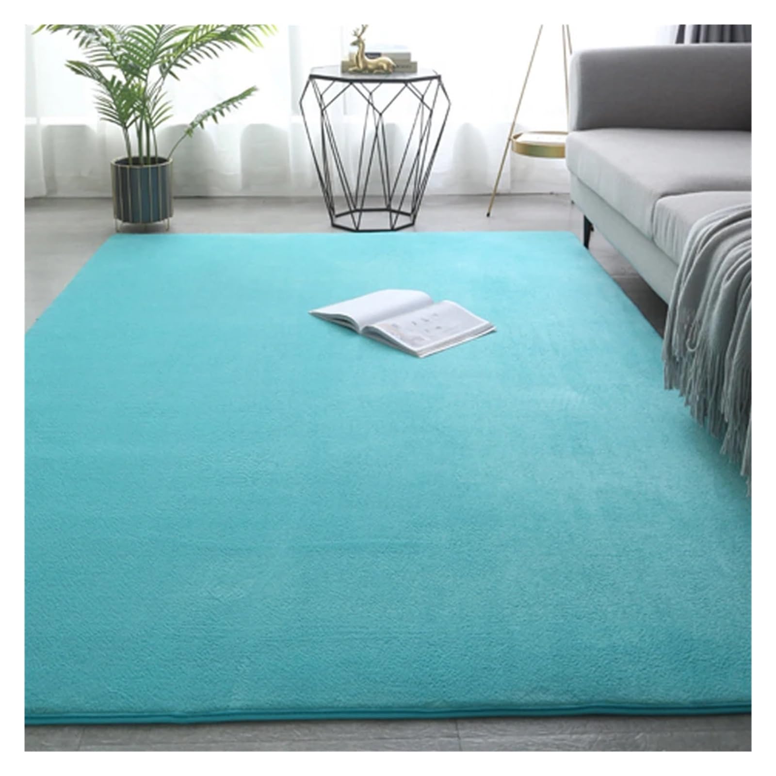 Grand tapis couloir de salon en molleton de corail bleu clair de qualité