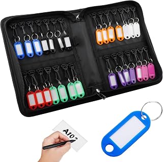 Schlüsseltasche Schlüsseletui mit Reißverschluss,28 Schlüssel | Portable Waterproof Fireproof Key Storage Book with Zipper,Key Wallet Case Organizer for Office, Real Estate Agencies, Hotels