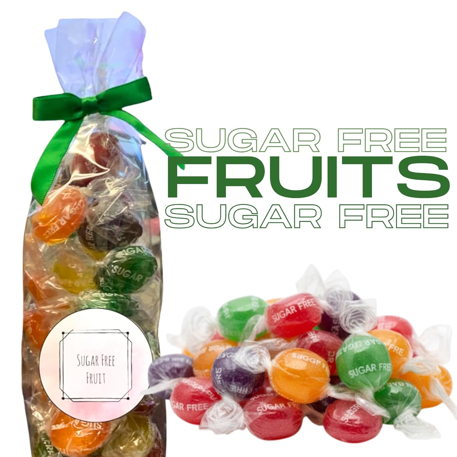 Sugar Free Candy Variety Gift Box – Sugar Free Hard Candy Bulk Candy Individually Wrapped 4 Assorted Flavor Bags