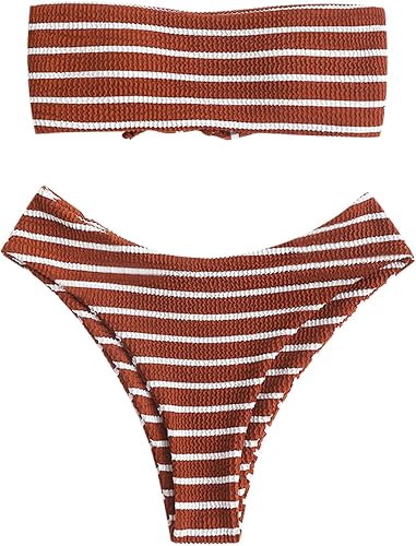 ZAFUL High Cut Lace Up Bandeau Bikini