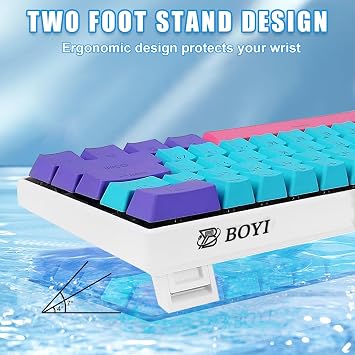BOYI 60% Wired 61 Mini RGB Mechanical Keyboard,PBT Keycaps Type-C Programmable Hot Swappable Compact NKRO Gaming Keyboard(Joker Color,Cherry MX Blue Switch)