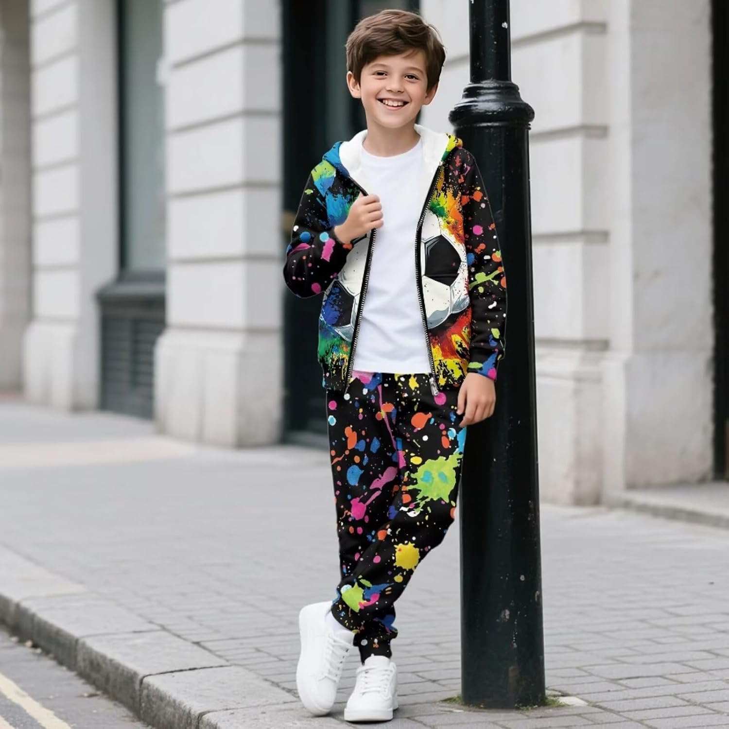 Girls 2 Piece Outfits Sweatsuit Zip Up Hoodie Sweatshirt and Sweatpant Tracksuit Soft Athletic Jogger Sets