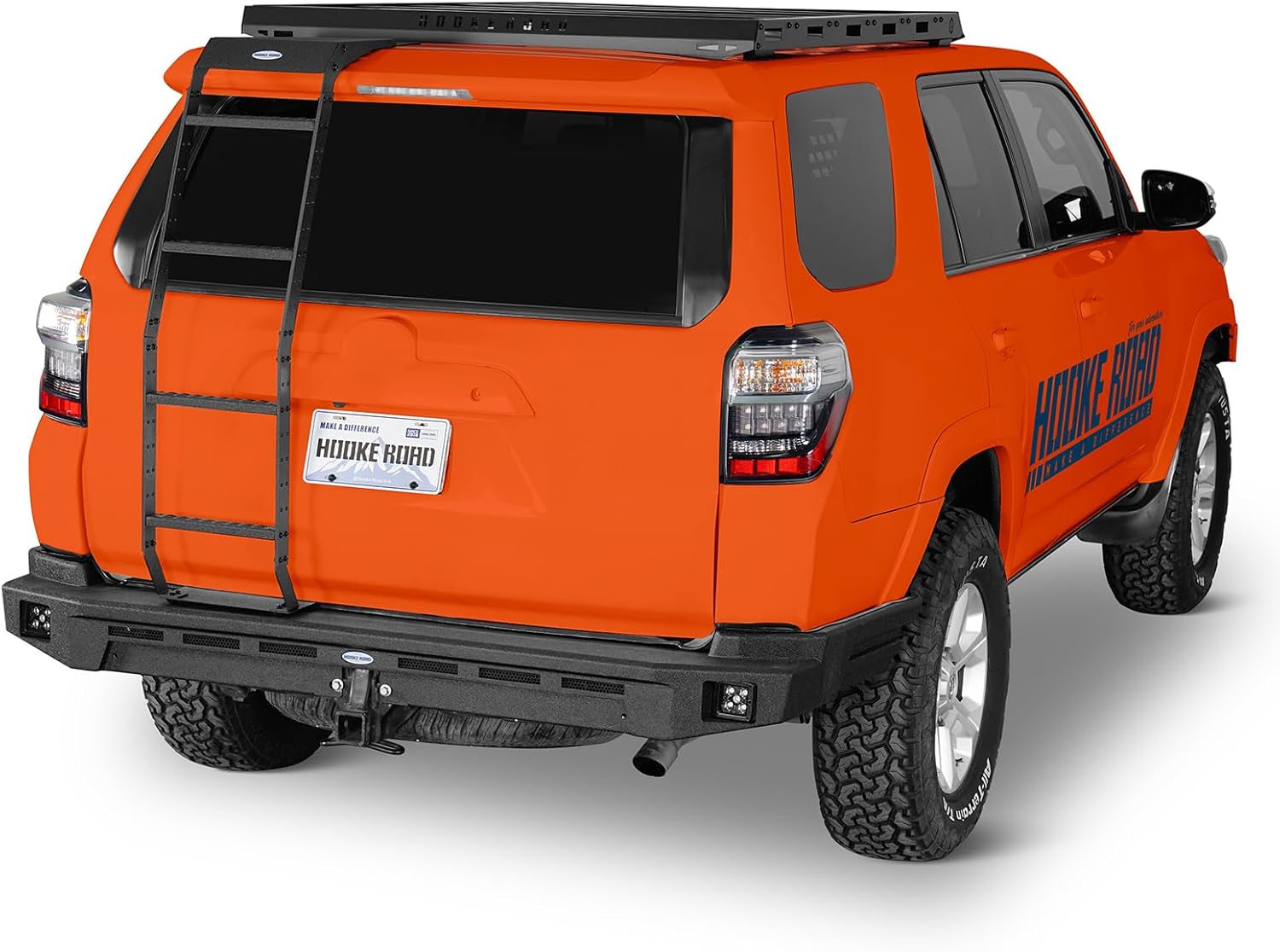 Hooke Road 4Runner Rear Hatch Ladder for 2010-2024 Toyota 4Runner 5th Gen, Tailgate 4-Step Roof Rack Access Ladder with 270-lb Load Capacity