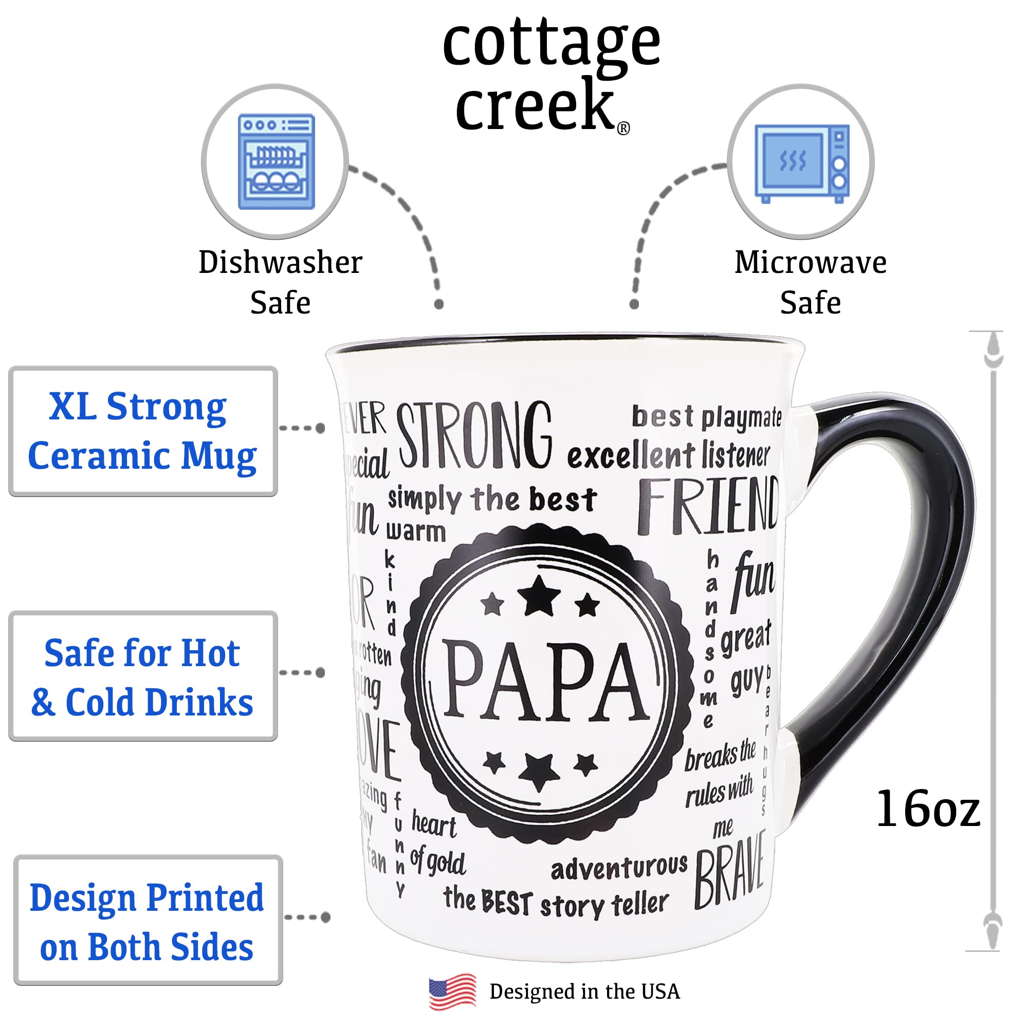 Cottage Creek Grande Tasse à Café En Céramique Avec Inscription « I Love My Grandma » - 532 Ml - Blanc