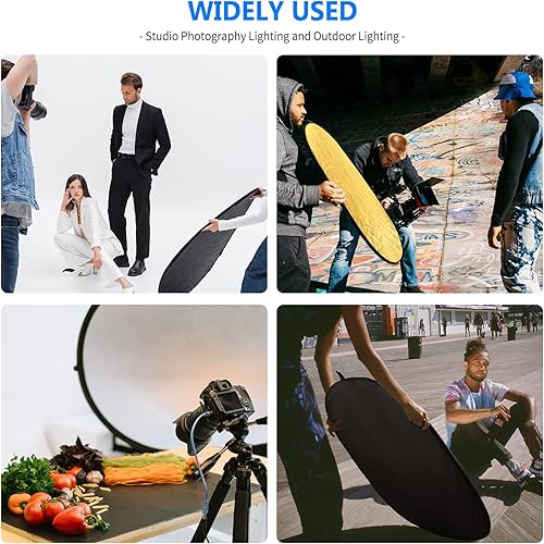 Miniatura 12 de NEEWER Reflectores de luz de 40 x 60 pulgadas para fotografía, multidisco plegable portátil 5 en 1 con bolsa, translúcido, plateado, dorado, negro