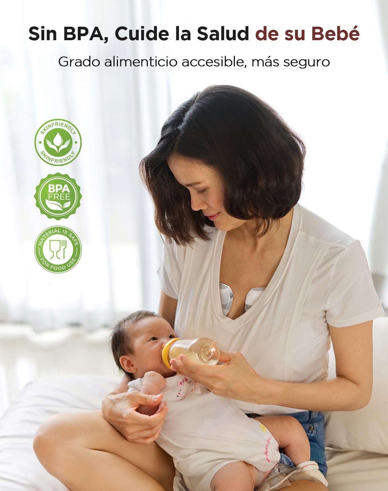Haokoo Sacaleches Electricos Manos Libres Portatil, 201g Ligero Extractor de Leche Materna Electrico, Recargable, Sin BPA, 3 Modos y 12 Niveles, 21mm/24mm Brida, para Viajes, Oficina, 1 Pieza
