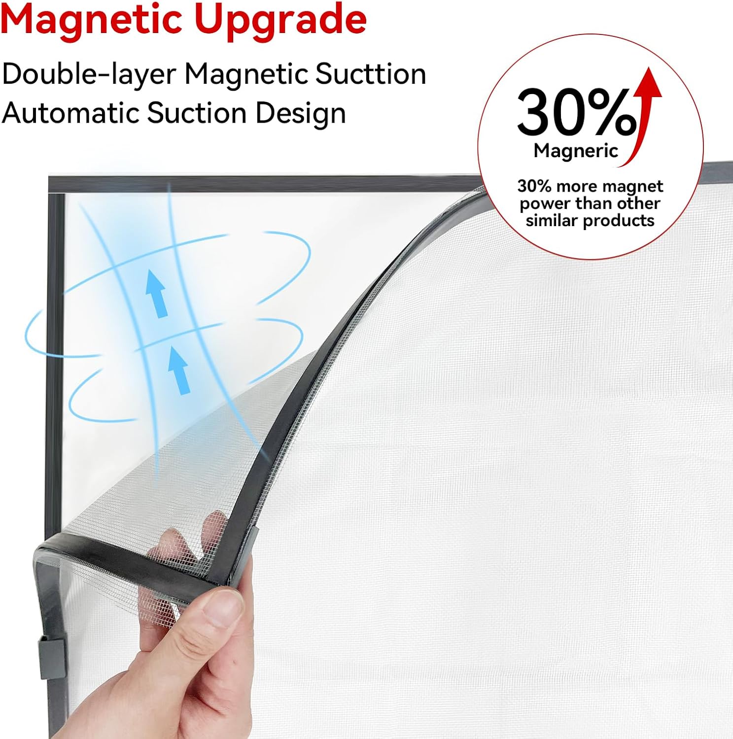 Magnetic Window Screen - DIY Window Screen Window Screens for House Windows Anti Mosquito Mesh Magnetic Screen Window Adjustable Net Fiberglass Fine Screen with Grey Mesh (39''x59'')