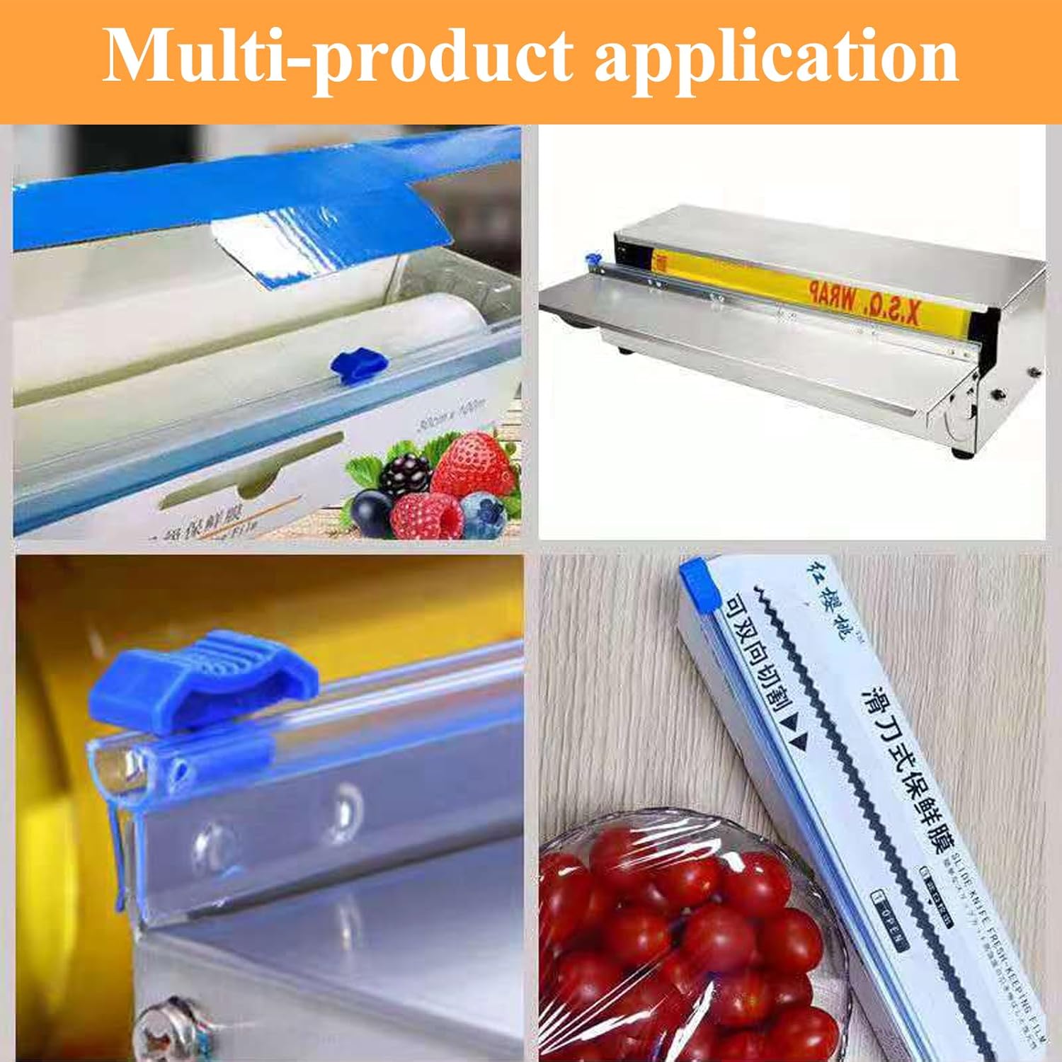 Plastic Wrap Cutter Slide Cutter - Reusable Snap-on Sliding Cutter Fit 24 inch Plastic Wrap Foil Wax Paper Parchment Paper Barbecue Paper Baking Paper Roll, Two Way Wrap Slide Cutter 4 pcs