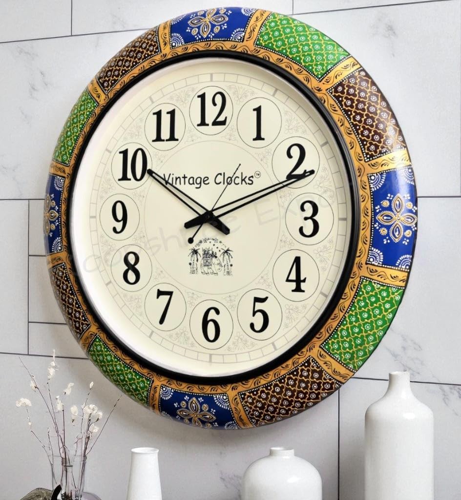 Vintage Brass Inlay Wall Clock - Handmade & Guaranteed -12
