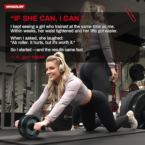 Miniatura 4 de VINSGUIR Ab Roller Wheel, Abs & Core Workout Equipment for Home Gym with Knee Pad Accessories, Abdominal Wheel for Full-body Strength Training