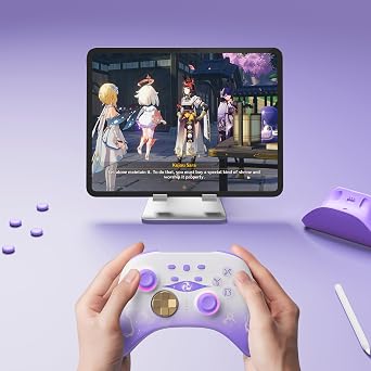 Mytrix Wireless Pro Controllers with Charging Dock, Purple Bluetooth Controller with Hall Effect Joysticks/Hall Trigger (No Drift) for Nintendo Switch, Windows PC iOS Android Steam