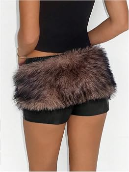 Amazon.com: Verdusa Women's Y2K Furry Fuzzy Leather Mini Shorts