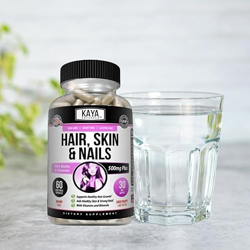 Miniatura 7 de Kaya Naturals Cápsulas de uñas BIOTIN Vitamina D Vitamina B-12 A Apoyo de ácido fólico, Suplemento vitamínico de apoyo para el cabello